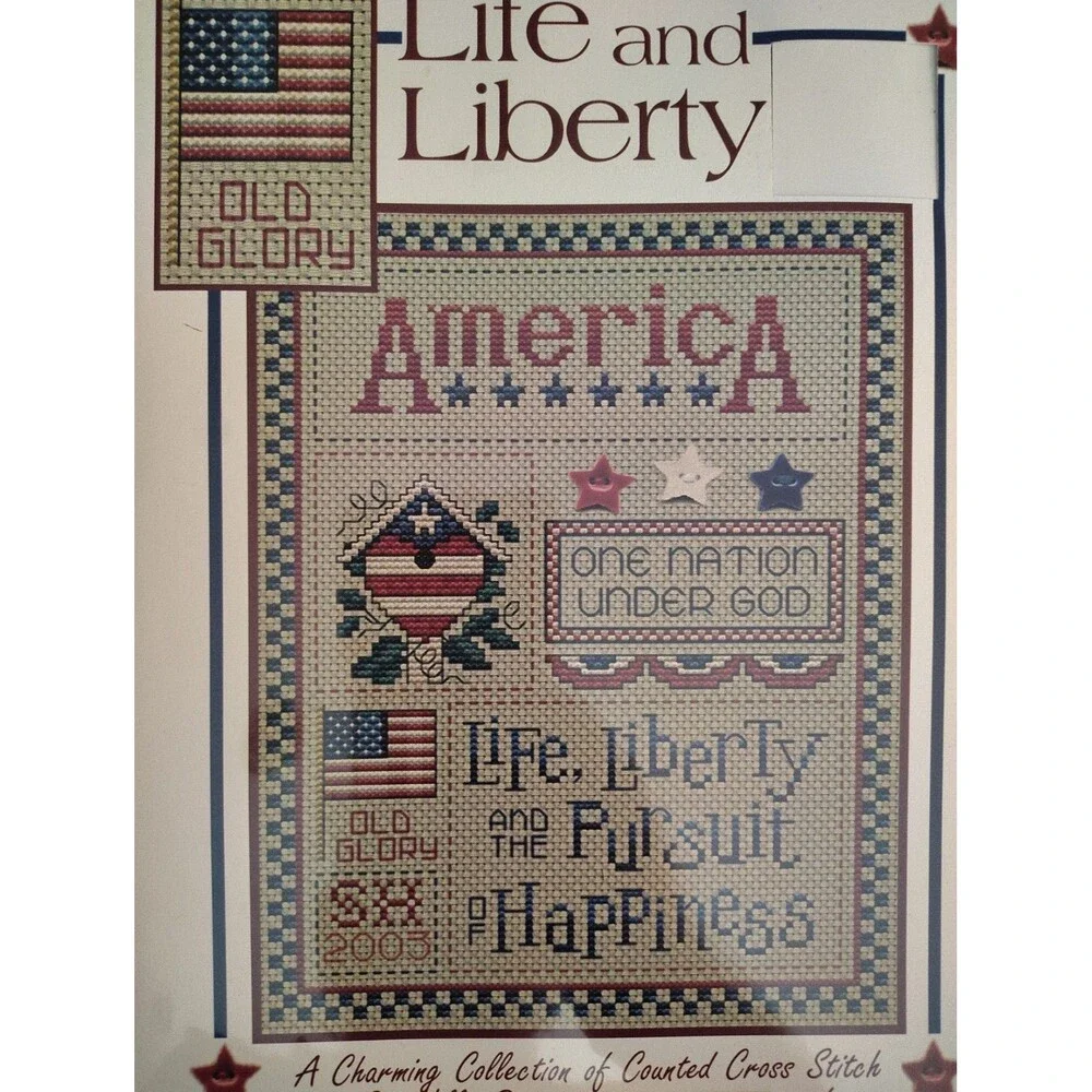 Sue Hillis Designs Life and Liberty Cross Stitch Pattern L193 Patriotic Sampler